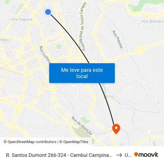 R. Santos Dumont 266-324 - Cambuí Campinas - SP 13024-020 Brasil to Unip map