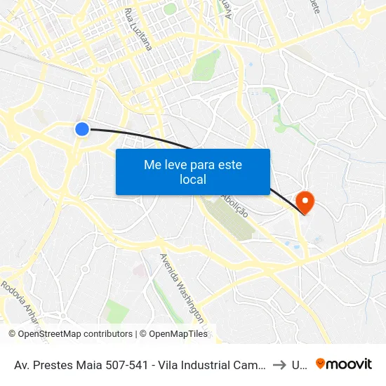 Av. Prestes Maia 507-541 - Vila Industrial Campinas - SP Brasil to Unip map