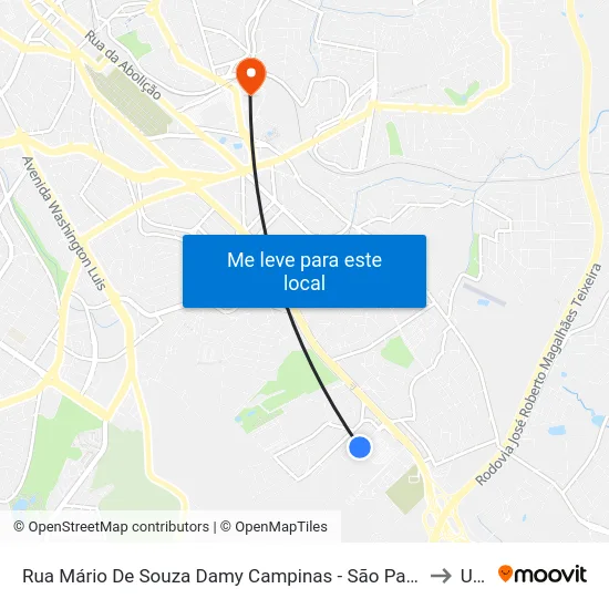 Rua Mário De Souza Damy Campinas - São Paulo 13044 Brasil to Unip map