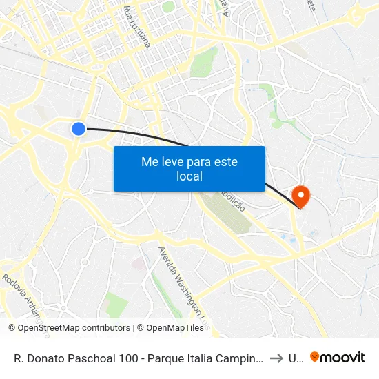 R. Donato Paschoal 100 - Parque Italia Campinas - SP 13036-130 Brasil to Unip map