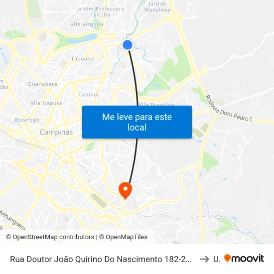 Rua Doutor João Quirino Do Nascimento 182-200 - Jardim Boa Esperança Campinas - SP República Federativa Do Brasil to Unip map