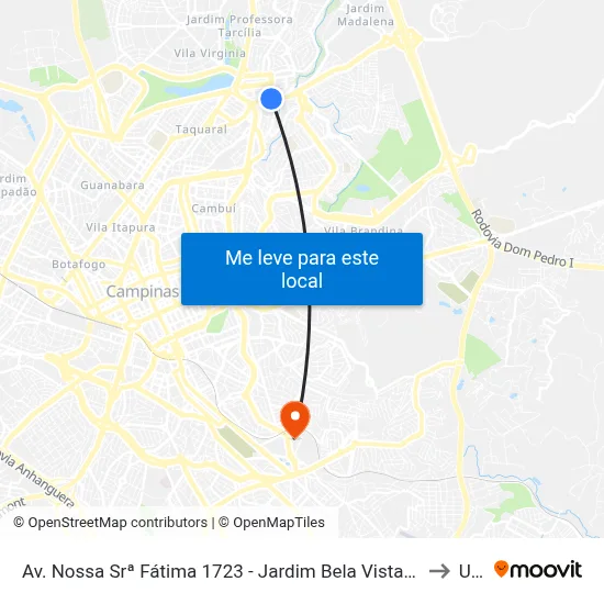 Av. Nossa Srª Fátima 1723 - Jardim Bela Vista Campinas - SP Brasil to Unip map