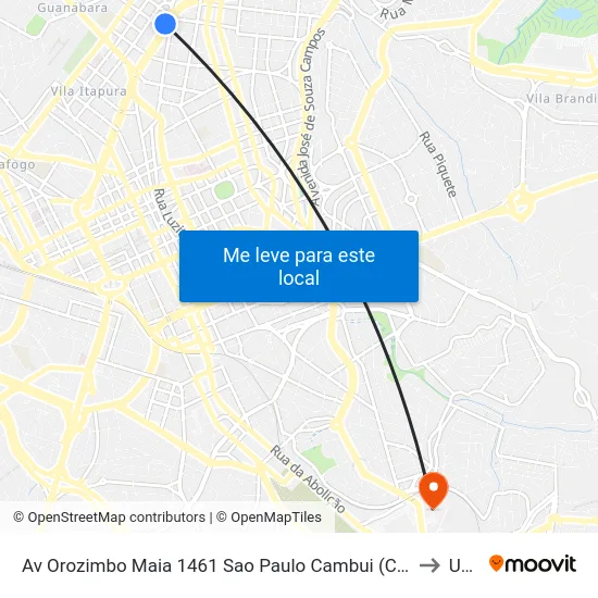 Av Orozimbo Maia 1461 Sao Paulo Cambui (Campinas) to Unip map