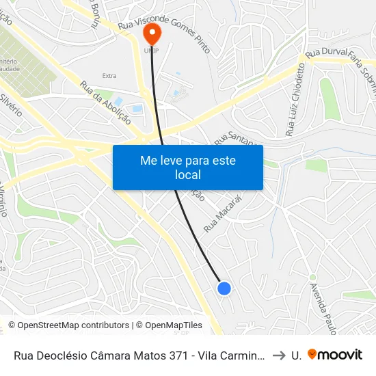 Rua Deoclésio Câmara Matos 371 - Vila Carminha Campinas - SP 13045-425 República Federativa Do Brasil to Unip map