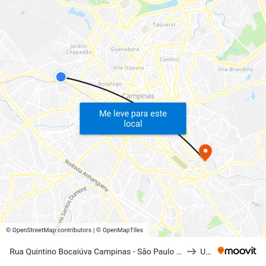 Rua Quintino Bocaiúva Campinas - São Paulo 13070 Brasil to Unip map