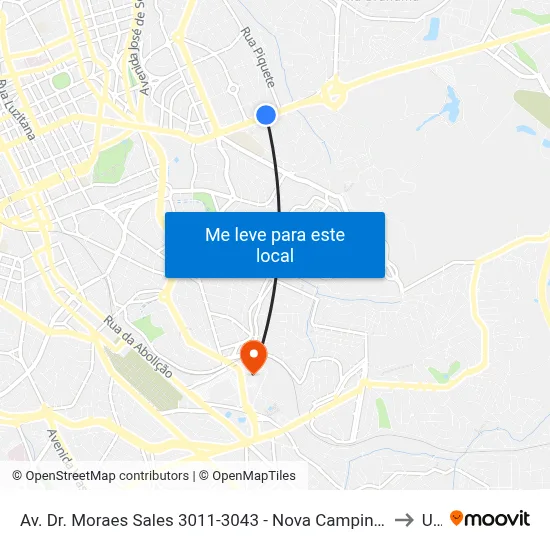Av. Dr. Moraes Sales 3011-3043 - Nova Campinas Campinas - SP 13092-111 Brasil to Unip map