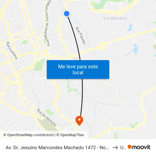 Av. Dr. Jesuíno Marcondes Machado 1472 - Nova Campinas Campinas - SP 13092-001 Brasil to Unip map