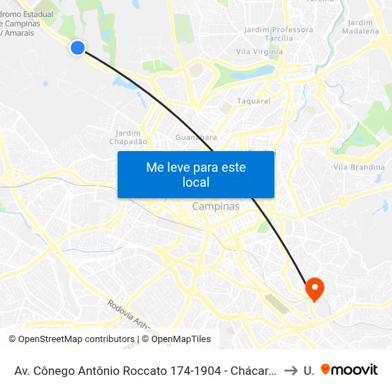 Av. Cônego Antônio Roccato 174-1904 - Chácaras Campos Dos Amarais Campinas - SP 13082-015 Brasil to Unip map