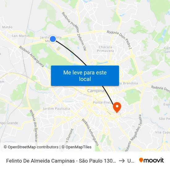 Felinto De Almeida Campinas - São Paulo 13082 Brasil to Unip map