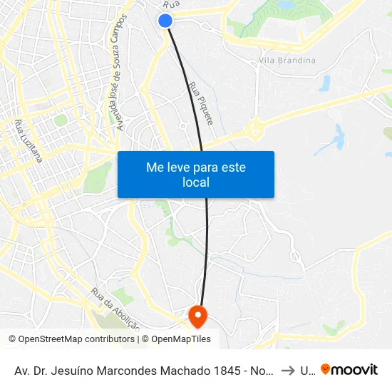 Av. Dr. Jesuíno Marcondes Machado 1845 - Nova Campinas Campinas - SP Brasil to Unip map