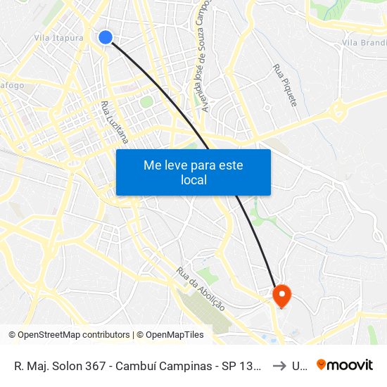 R. Maj. Solon 367 - Cambuí Campinas - SP 13024-091 Brasil to Unip map