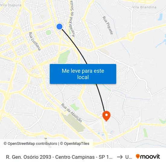 R. Gen. Osório 2093 - Centro Campinas - SP 13010-110 Brasil to Unip map