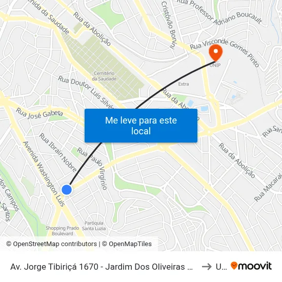 Av. Jorge Tibiriçá 1670 - Jardim Dos Oliveiras Campinas - SP 13044-125 Brasil to Unip map