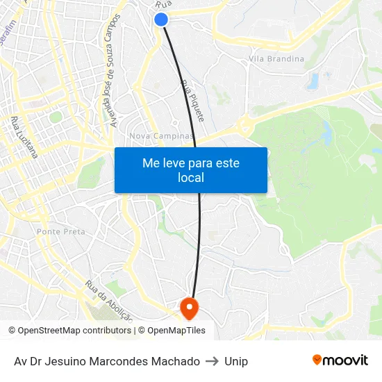Av Dr Jesuino Marcondes Machado to Unip map