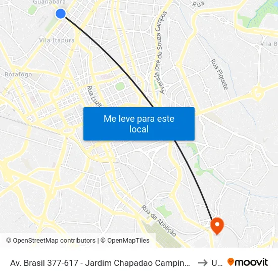 Av. Brasil 377-617 - Jardim Chapadao Campinas - SP 13070-178 Brasil to Unip map