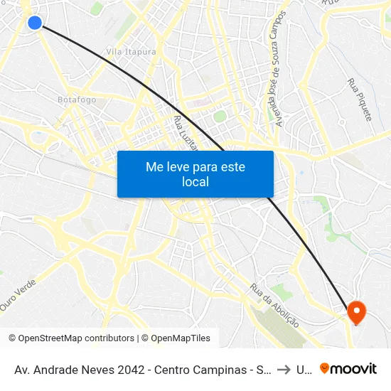 Av. Andrade Neves 2042 - Centro Campinas - SP 13013-161 Brasil to Unip map