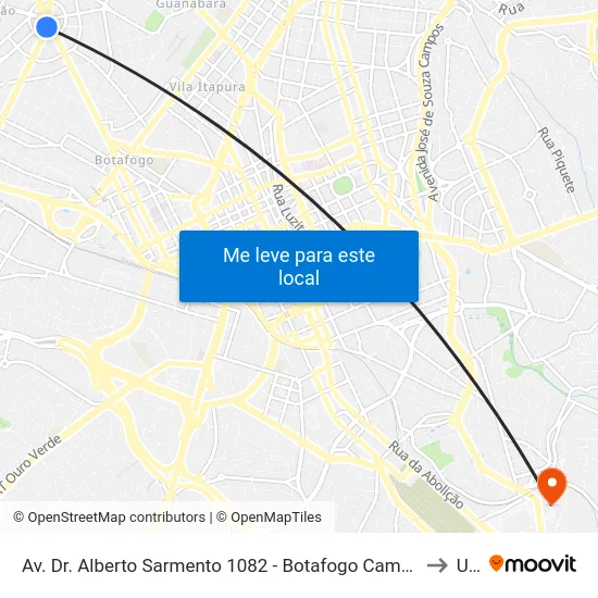 Av. Dr. Alberto Sarmento 1082 - Botafogo Campinas - SP 13070-011 Brasil to Unip map