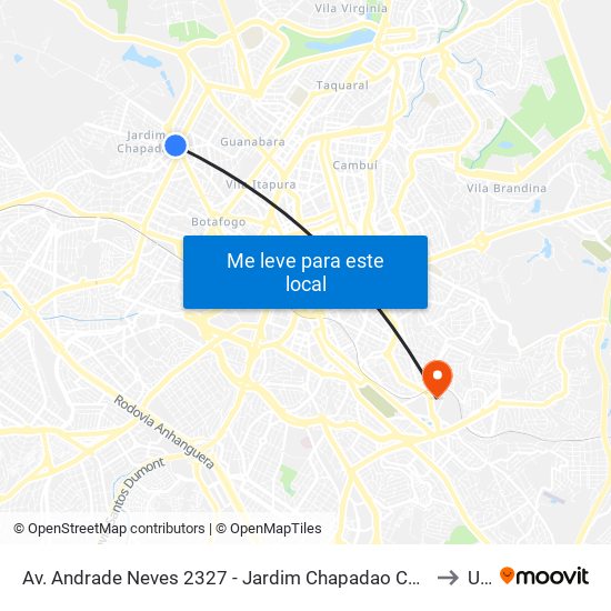 Av. Andrade Neves 2327 - Jardim Chapadao Campinas - SP 13013-100 Brasil to Unip map