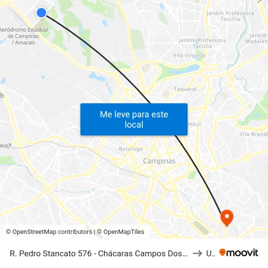 R. Pedro Stancato 576 - Chácaras Campos Dos Amarais Campinas - SP 13082-050 Brasil to Unip map