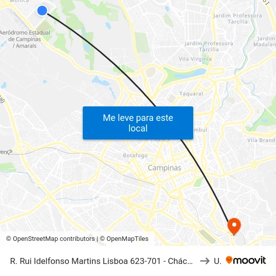 R. Rui Idelfonso Martins Lisboa 623-701 - Chácaras Campos Dos Amarais Campinas - SP 13082-020 Brasil to Unip map