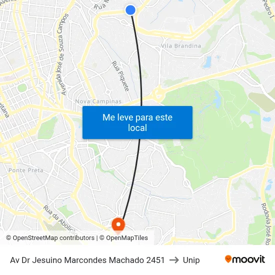 Av Dr Jesuino Marcondes Machado 2451 to Unip map