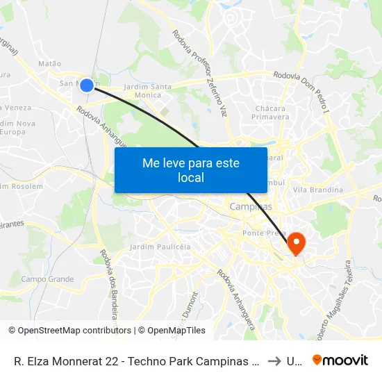 R. Elza Monnerat 22 - Techno Park Campinas - SP Brasil to Unip map