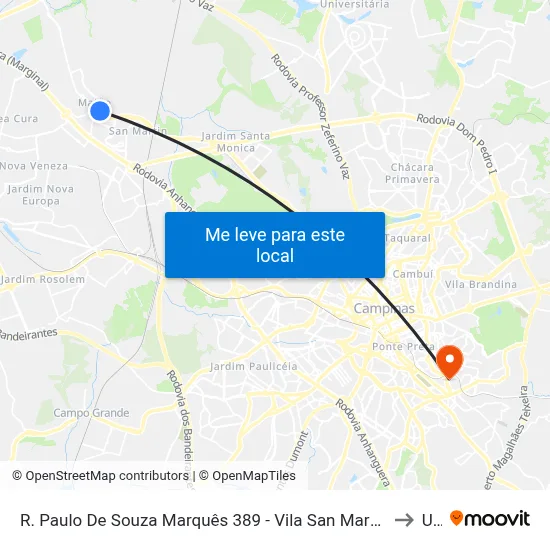 R. Paulo De Souza Marquês 389 - Vila San Martin Campinas - SP 13069-099 Brasil to Unip map