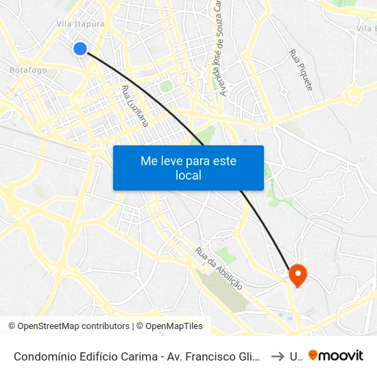 Condomínio Edifício Carima - Av. Francisco Glicério 2055 - Centro Campinas - SP Brasil to Unip map