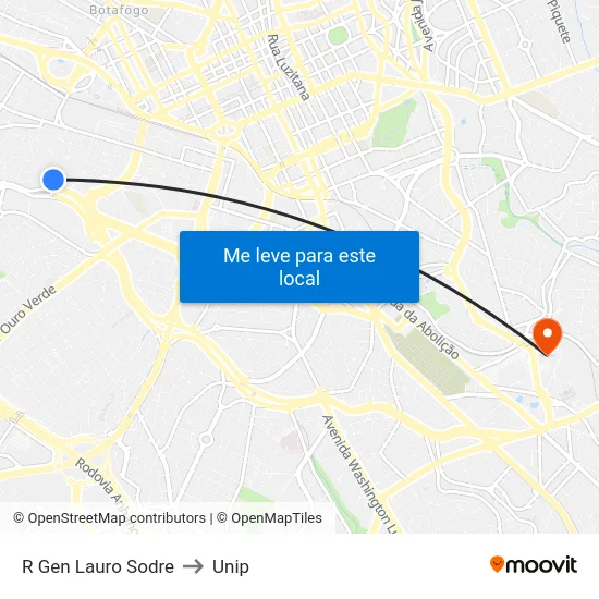 R Gen Lauro Sodre to Unip map