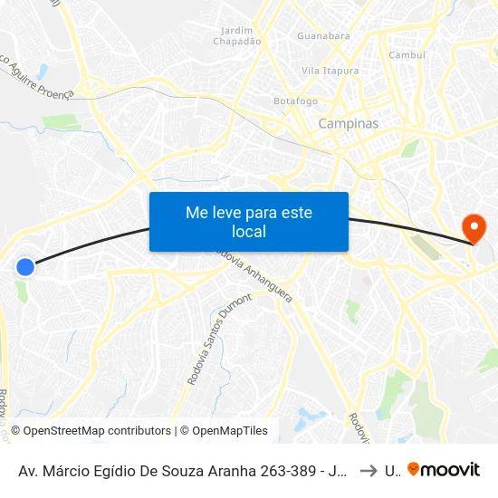 Av. Márcio Egídio De Souza Aranha 263-389 - Jardim Ipaussurama Campinas - SP 13060-840 Brasil to Unip map