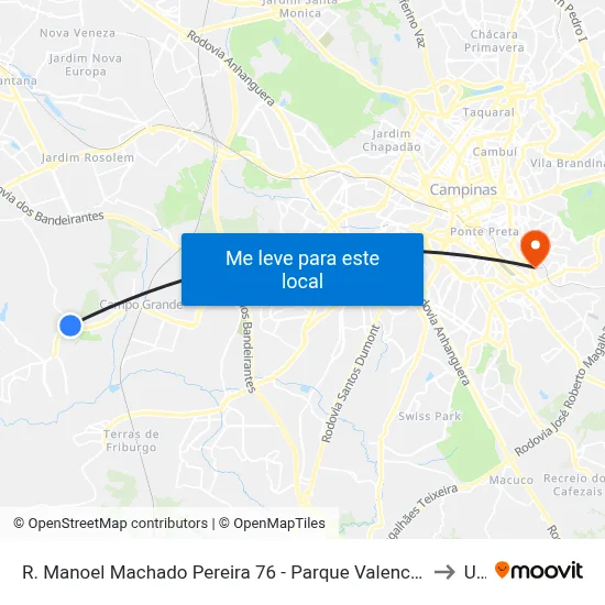 R. Manoel Machado Pereira 76 - Parque Valenca I Campinas - SP 13058-500 Brasil to Unip map