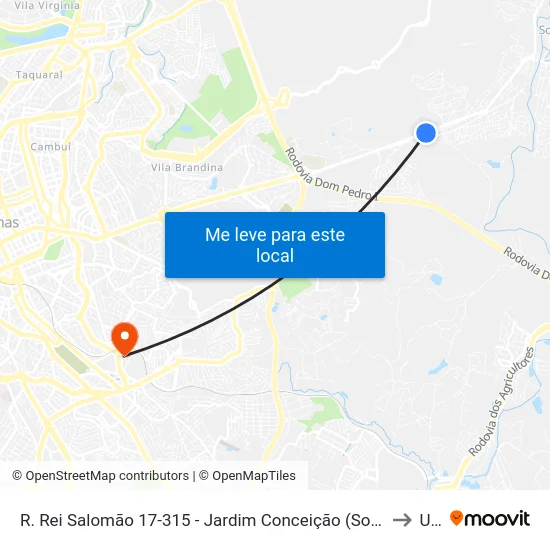 R. Rei Salomão 17-315 - Jardim Conceição (Sousas) Campinas - SP Brasil to Unip map