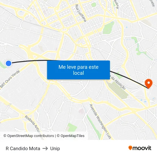 R Candido Mota to Unip map