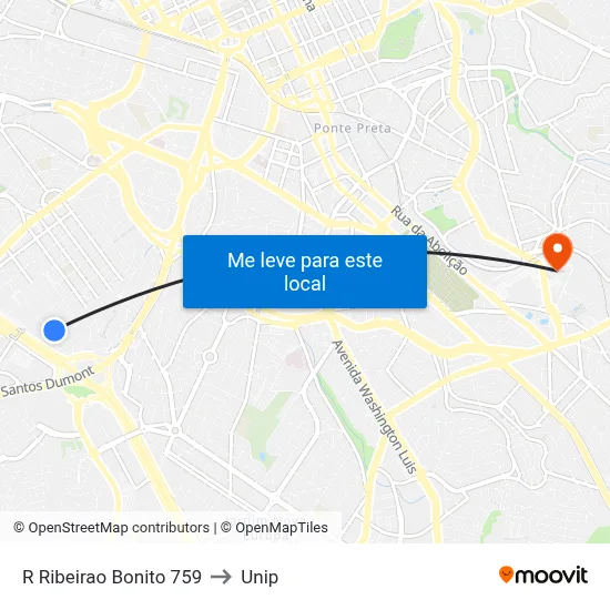 R Ribeirao Bonito 759 to Unip map