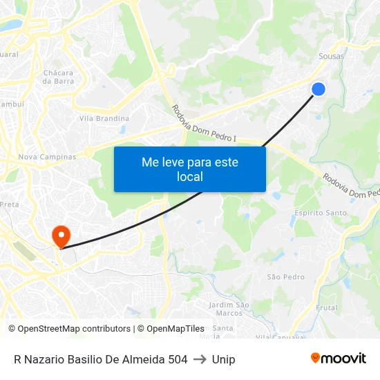R Nazario Basilio De Almeida 504 to Unip map