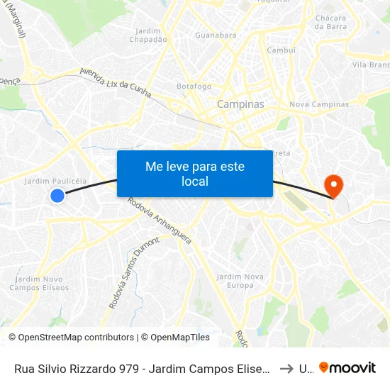 Rua Silvio Rizzardo 979 - Jardim Campos Eliseos Campinas - SP 13060-854 Brasil to Unip map