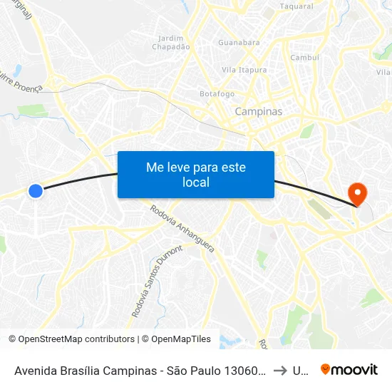 Avenida Brasília Campinas - São Paulo 13060 Brasil to Unip map
