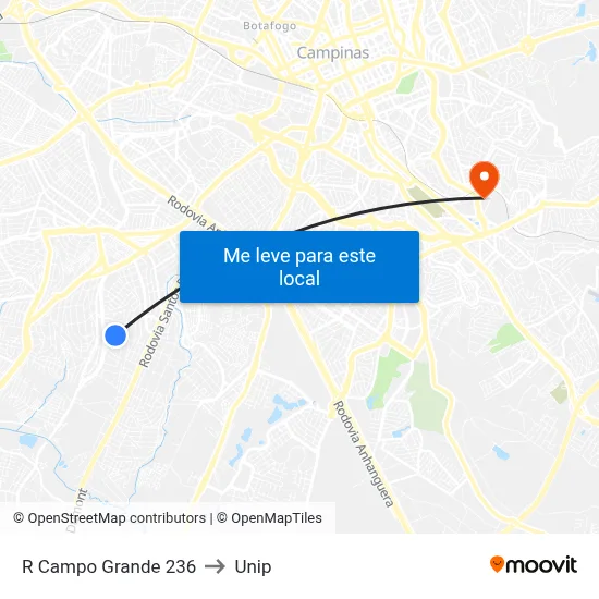 R Campo Grande 236 to Unip map