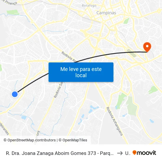 R. Dra. Joana Zanaga Aboim Gomes 373 - Parque Res. Vila União Campinas - SP 13060-798 Brasil to Unip map