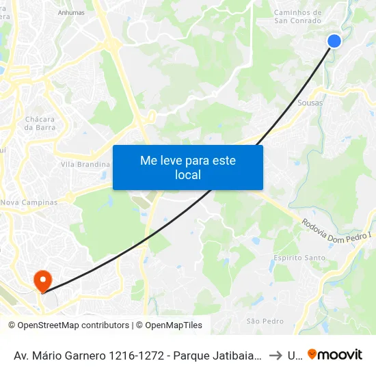 Av. Mário Garnero 1216-1272 - Parque Jatibaia (Sousas) Campinas - SP Brasil to Unip map