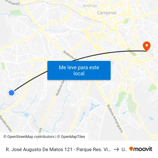 R. José Augusto De Matos 121 - Parque Res. Vila União Campinas - SP 13060-748 Brasil to Unip map