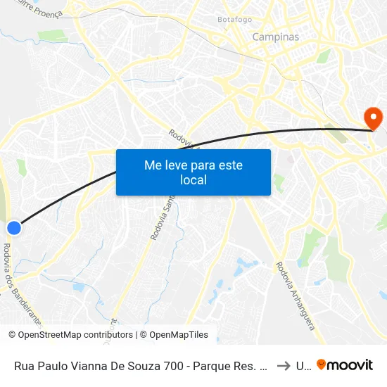 Rua Paulo Vianna De Souza 700 - Parque Res. Vila União Campinas - SP Brasil to Unip map