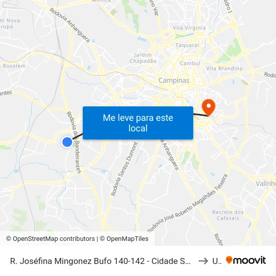 R. Joséfina Mingonez Bufo 140-142 - Cidade Satélite Íris Campinas - SP 13059-671 Brasil to Unip map