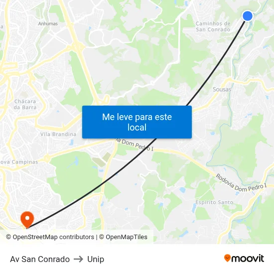 Av San Conrado to Unip map