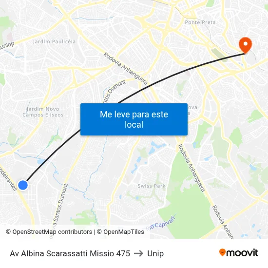Av Albina Scarassatti Missio 475 to Unip map