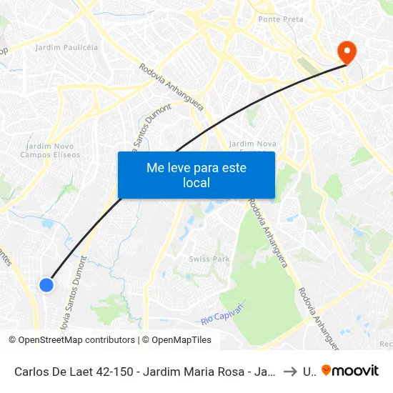 Carlos De Laet 42-150 - Jardim Maria Rosa - Jardim Itatinga Campinas - SP 13052-402 Brasil to Unip map