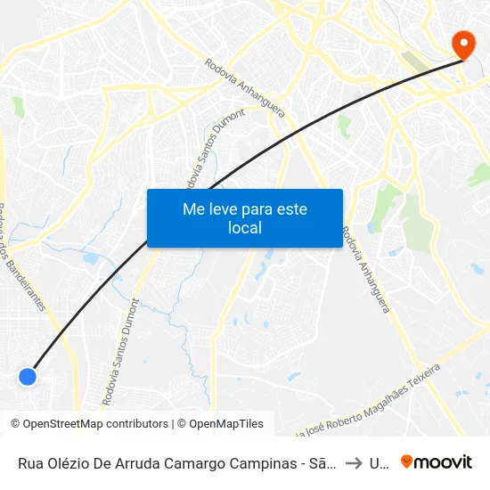 Rua Olézio De Arruda Camargo Campinas - São Paulo Brasil to Unip map