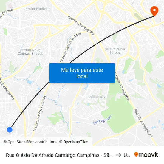 Rua Olézio De Arruda Camargo Campinas - São Paulo Brasil to Unip map