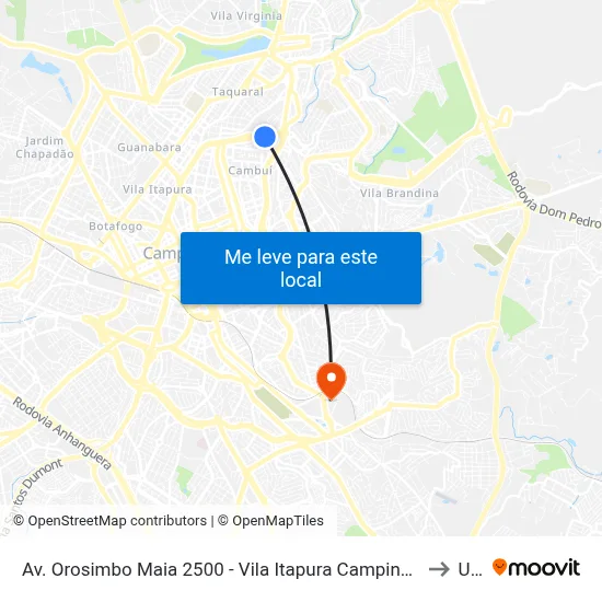 Av. Orosimbo Maia 2500 - Vila Itapura Campinas - SP 13024-045 Brasil to Unip map
