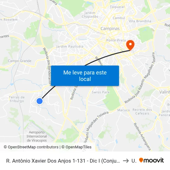 R. Antônio Xavier Dos Anjos 1-131 - Dic I (Conjunto Hab. Monsenhor Luiz Fernan Campinas - SP Brasil to Unip map